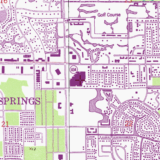 Topographic Map of Broward County Library System Northwest Regional Library, FL