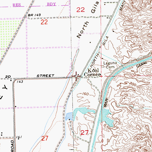 Topographic Map of Kool Corner, AZ