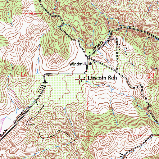 Topographic Map of Lincoln School (historical), CA