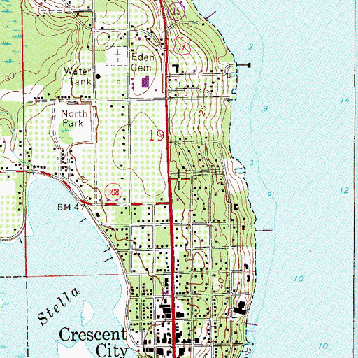 Topographic Map of Crescent City Library, FL