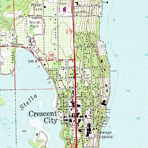 Topographic Map of Crescent City Post Office, FL