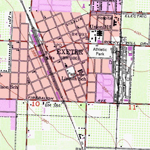 Topographic Map of Lincoln Elementary School, CA