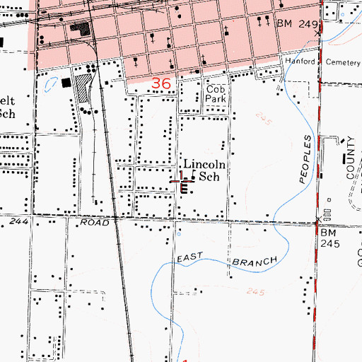 Topographic Map of Lincoln Elementary School, CA