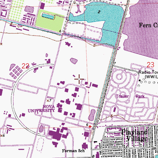 Topographic Map of Florida Atlantic University Davie Campus Davie Education and Science Building, FL