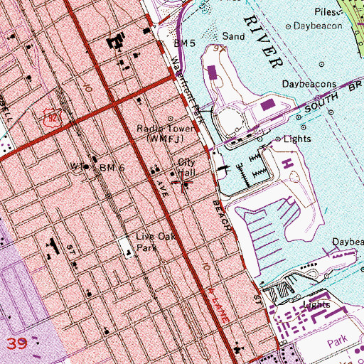 Topographic Map of First Christian Church of Daytona Beach, FL