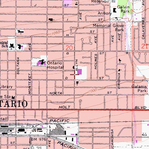 Topographic Map of Lincoln School, CA