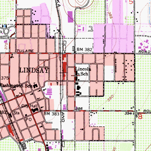 Topographic Map of Lincoln Elementary School, CA