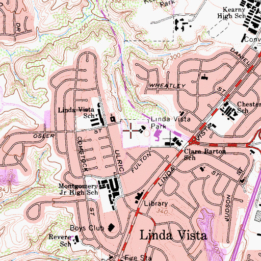 Topographic Map of Linda Vista Park, CA