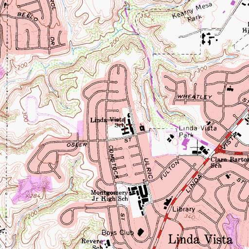 Topographic Map of Linda Vista Elementary School, CA