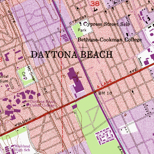 Topographic Map of Daytona Mall, FL