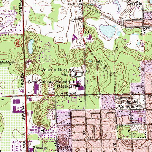 Topographic Map of West Volusia Memorial Hospital Heliport, FL