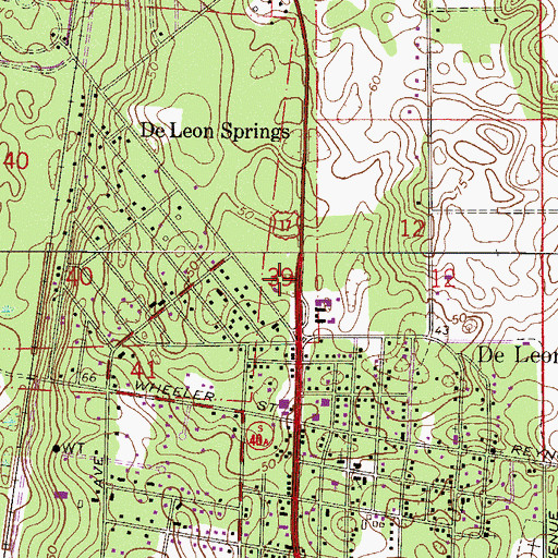 Topographic Map of De Leon Springs Post Office, FL