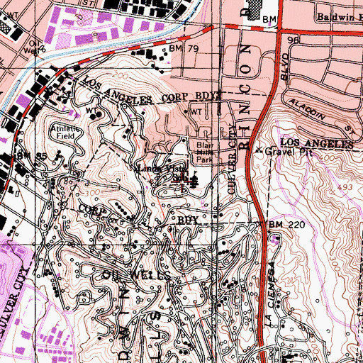 Topographic Map of Linda Vista School, CA