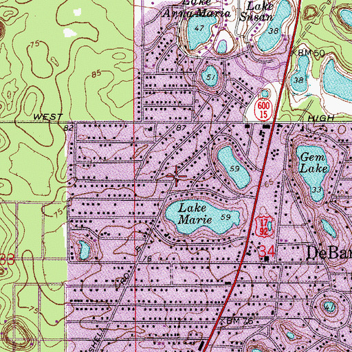 Topographic Map of First Baptist Church of Debary, FL
