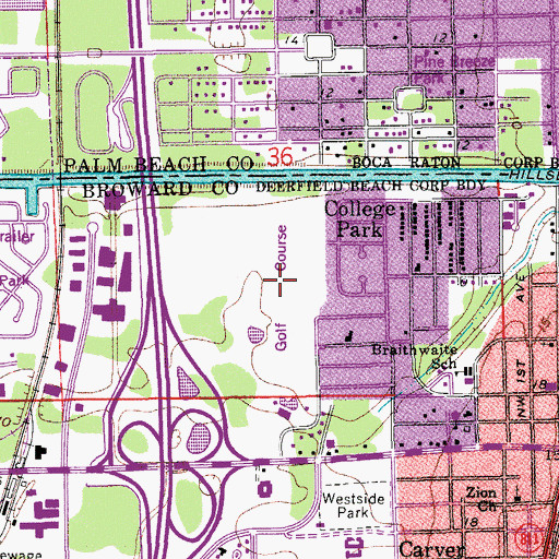 Topographic Map of Cougar Trail Golf Course, FL