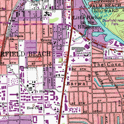 Topographic Map of Deerfield Trailer Park, FL