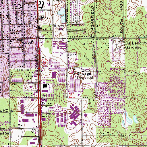 Topographic Map of Deland Water Reclamation Facility, FL
