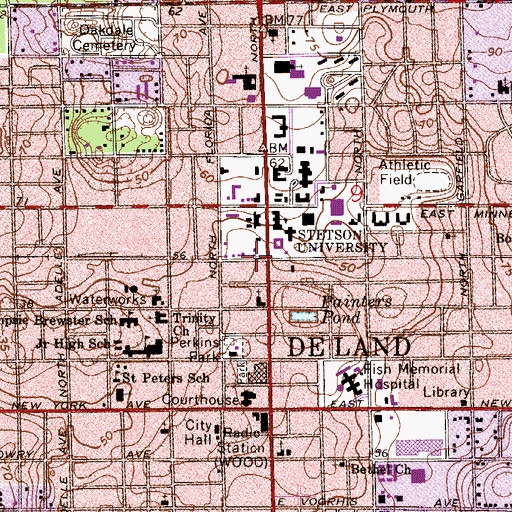 Topographic Map of Deland House Museum, FL