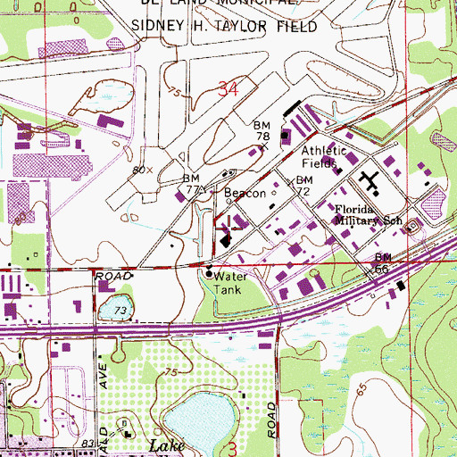 Topographic Map of Deland Naval Air Station Museum, FL