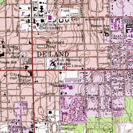 Topographic Map of Deland Post Office, FL