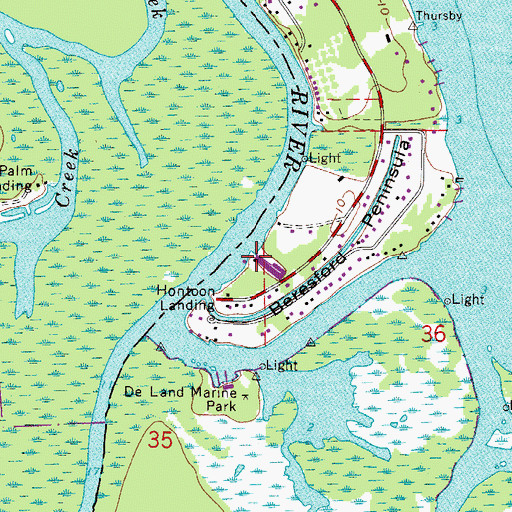 Topographic Map of Holly Bluff Marina, FL