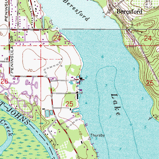 Topographic Map of Sunrise Fishing Club Marina, FL