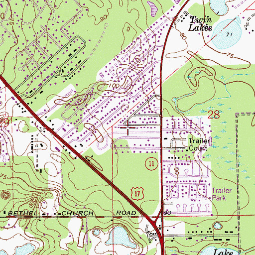 Topographic Map of Applegate Estates Mobile Home Park, FL