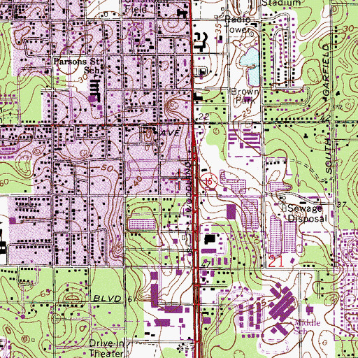Topographic Map of Sha De Land Mobile Home Park, FL