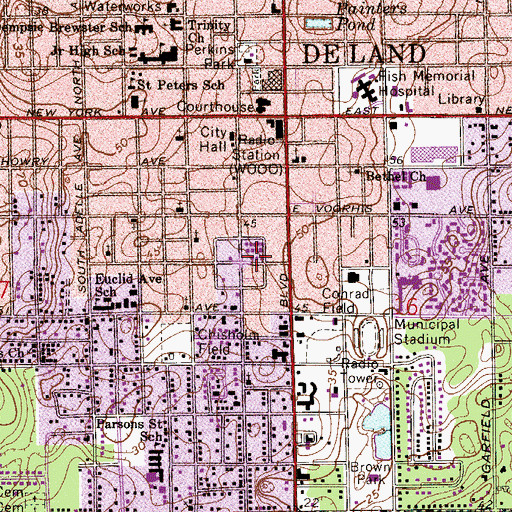 Topographic Map of Deland Municipal Trailer Park, FL