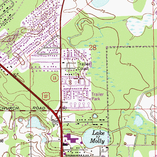 Topographic Map of Fernwood Mobile Home Park, FL