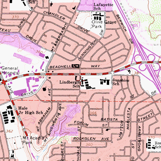 Topographic Map of Lindberg-Schweitzer School, CA