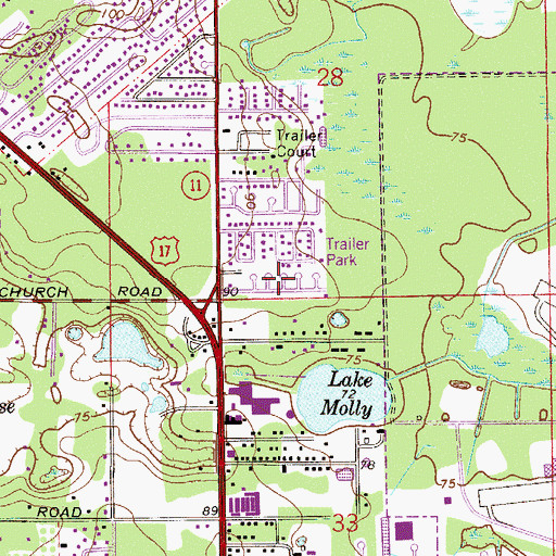 Topographic Map of Orangewood Mobile Home Park, FL