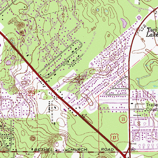 Topographic Map of Raintree Village Mobile Home Park, FL