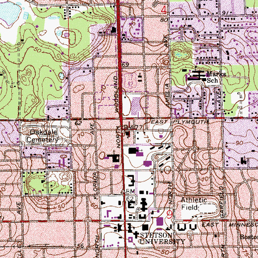 Topographic Map of Church of Christ at Deland, FL