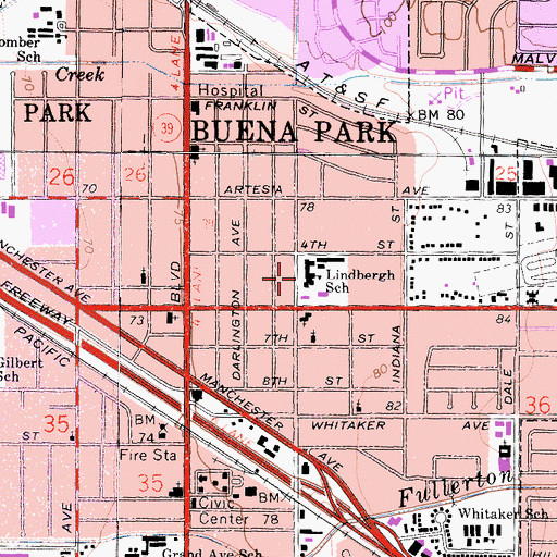 Topographic Map of Lindbergh School, CA