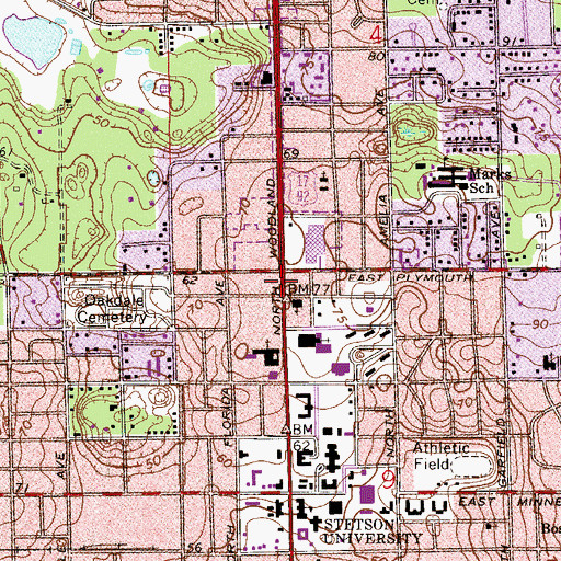 Topographic Map of Deland Progressive Primitive Baptist Church, FL
