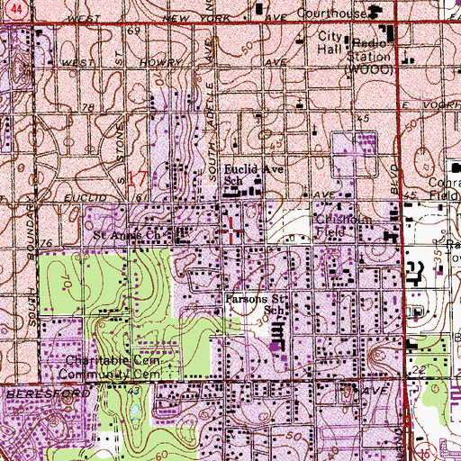 Topographic Map of Harts Temple Church of God in Christ, FL