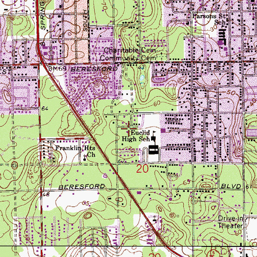 Topographic Map of Mount Calvery Free Will Baptist Church, FL