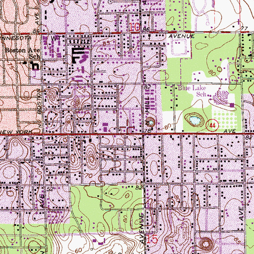 Topographic Map of Temple Israel of Deland, FL