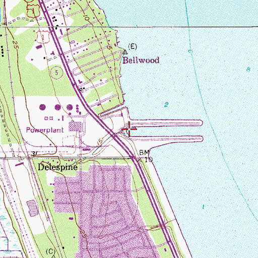 Topographic Map of Orlando Utilities Commission Indian River Plant Barge Wharf, FL
