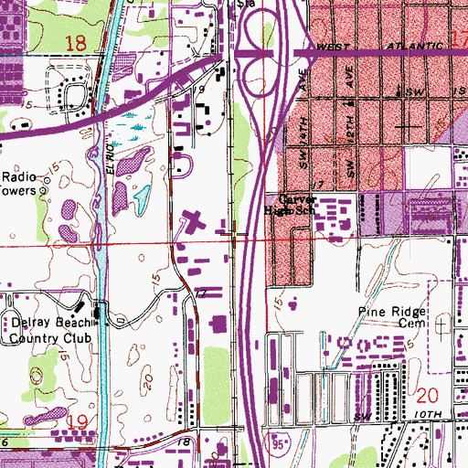 Topographic Map of Delray Beach Amtrak Station, FL