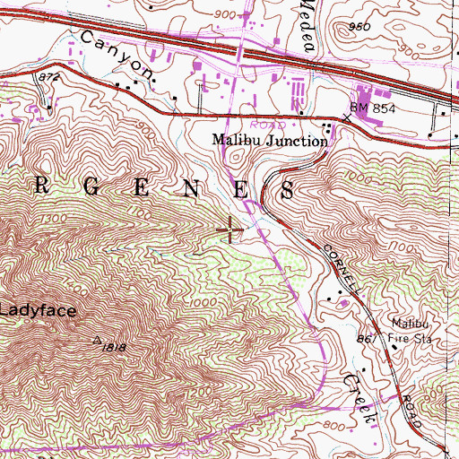 Topographic Map of Lindero Canyon, CA