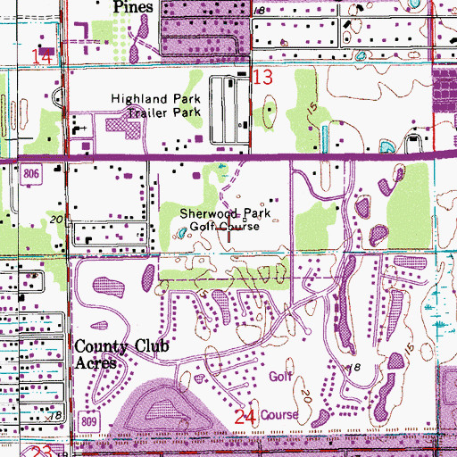 Topographic Map of Cypress Creek Country Club, FL