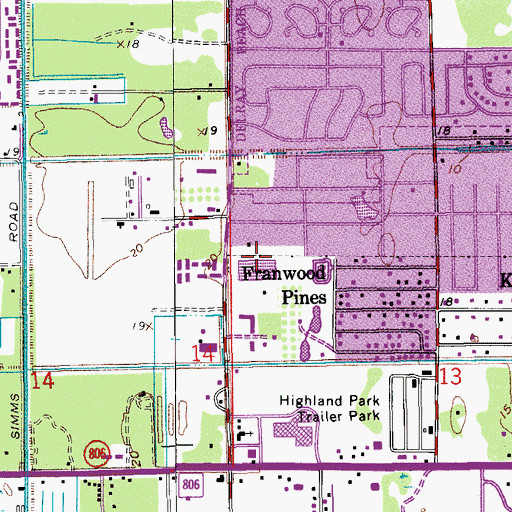 Topographic Map of Delray Beach Post Office, FL