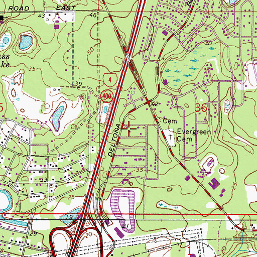 Topographic Map of Deltona Arts and Historical Society, FL