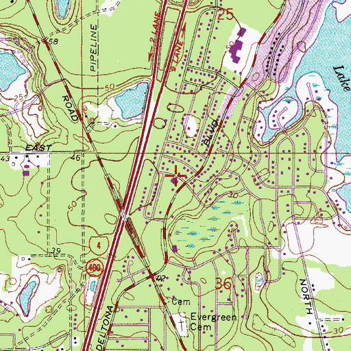 Topographic Map of Deltona Post Office, FL
