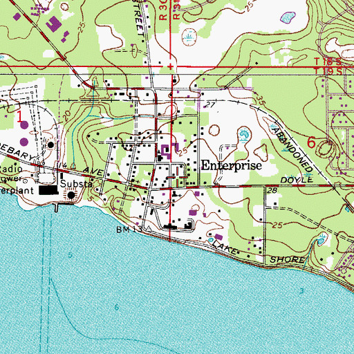 Topographic Map of Enterprise Post Office, FL