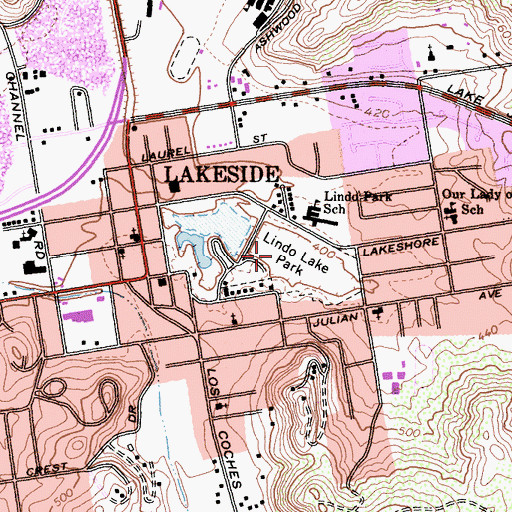 Topographic Map of Lindo Lake Park, CA