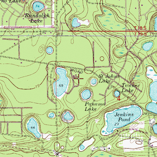 Topographic Map of Paradise Lakes Travel Trailer Park, FL
