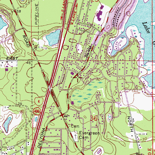 Topographic Map of Deltona Alliance Church, FL